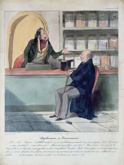 Der Apotheker und der Pharmazeut, um 1840 von Honoré Daumier